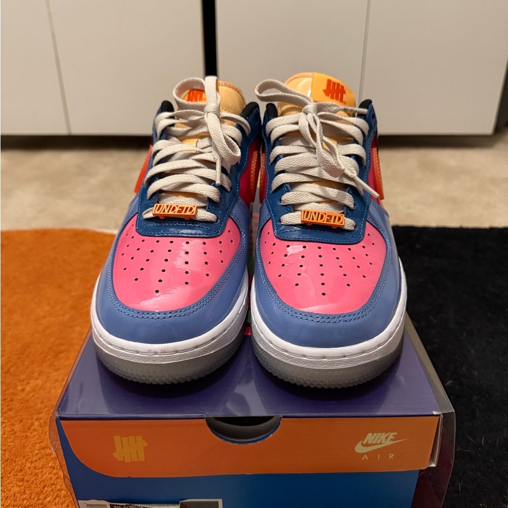 Nike Air Force 1 Undefeated Patent Pink and Blue Air Sneakers